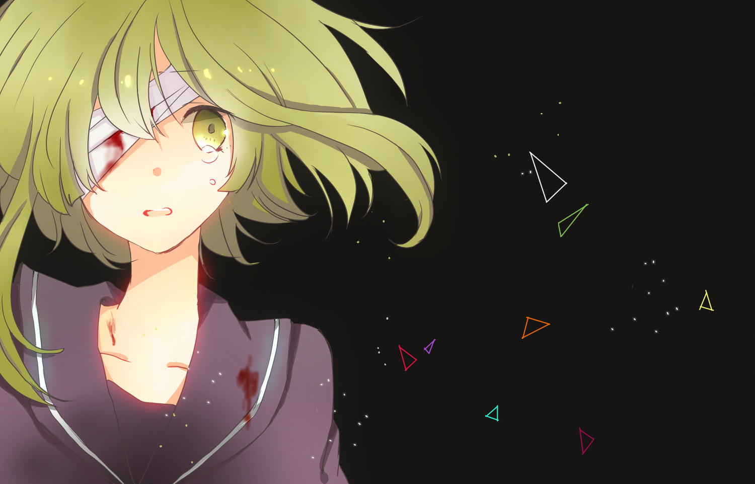 bandage, black, blood, close, crying, gumi, hachimitsu_honey, school_uniform