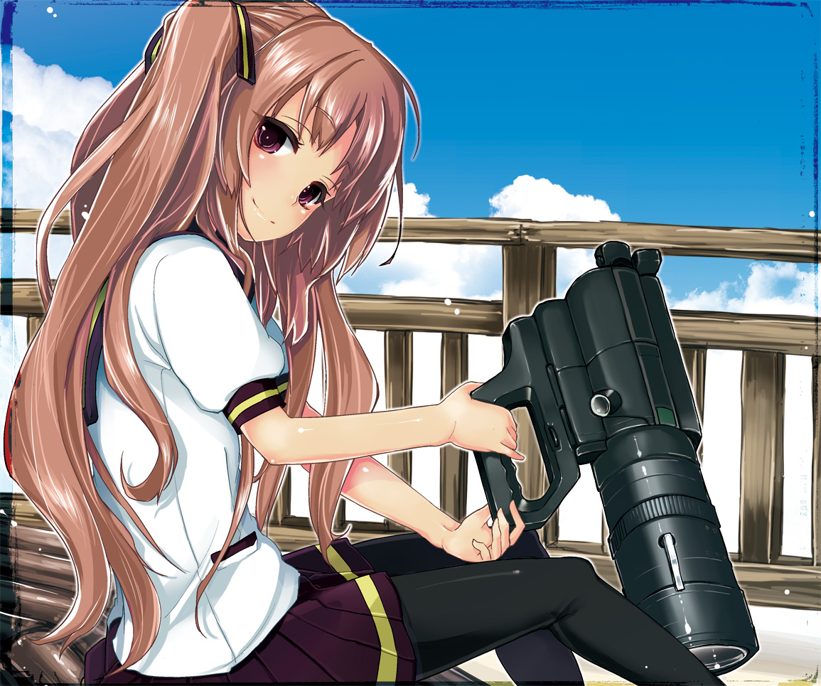 ano_natsu_de_matteru, ask02, brown_hair, camera, long_hair, pantyhose, school_uniform, yamano_remon