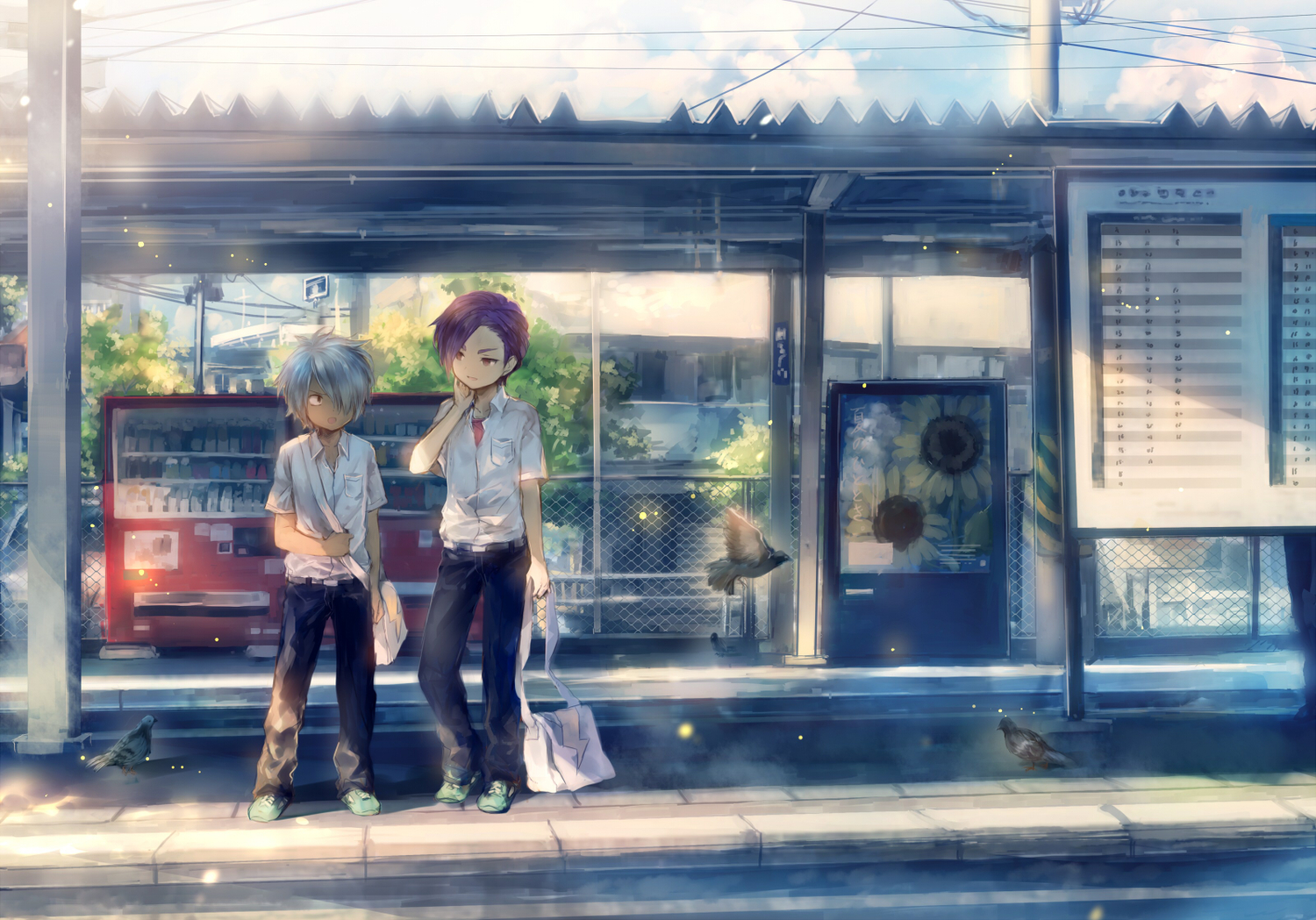 all_male, animal, bird, inazuma_eleven_go, kurama_norihito, male, minamisawa_atsushi, onineko, school_uniform