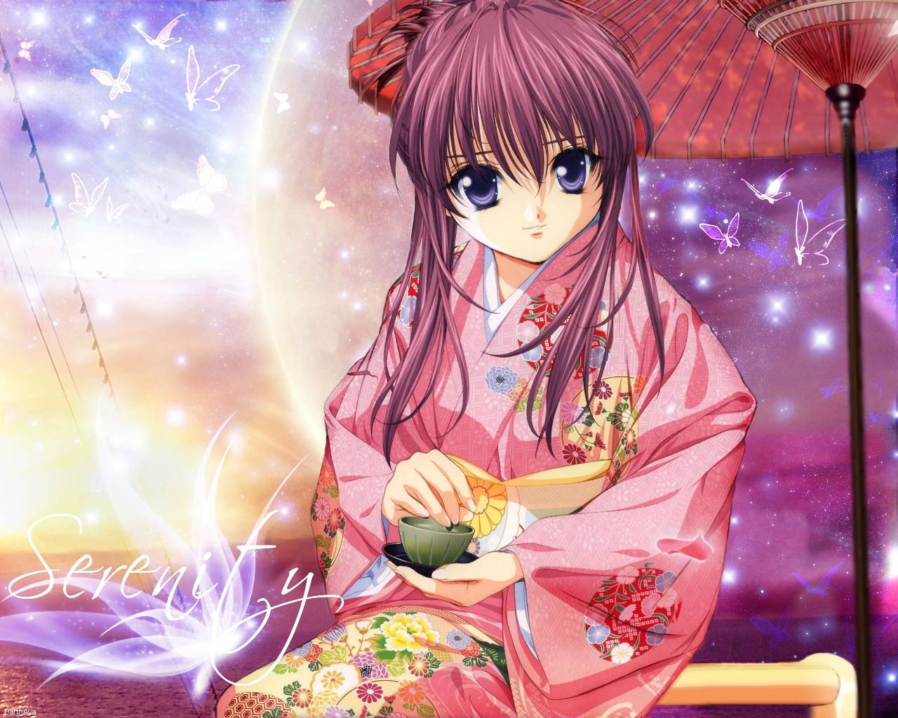blue_eyes, drink, japanese_clothes, kimono, long_hair, minakami_chikage, sake, sister_princess
