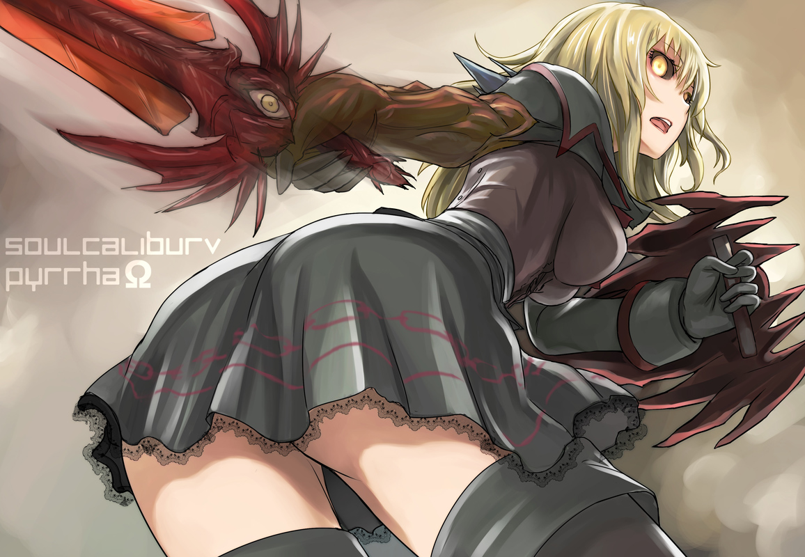 blonde_hair, long_hair, pyrrha_alexandra, skirt, soul_calibur, sword, tagme, tea_(nakenashi)