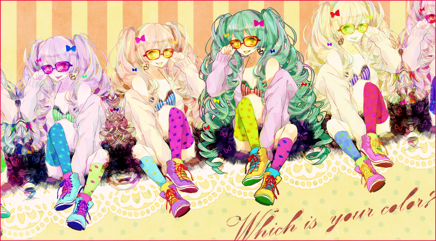 glasses, hatsune_miku, sleetfalls, socks, vocaloid