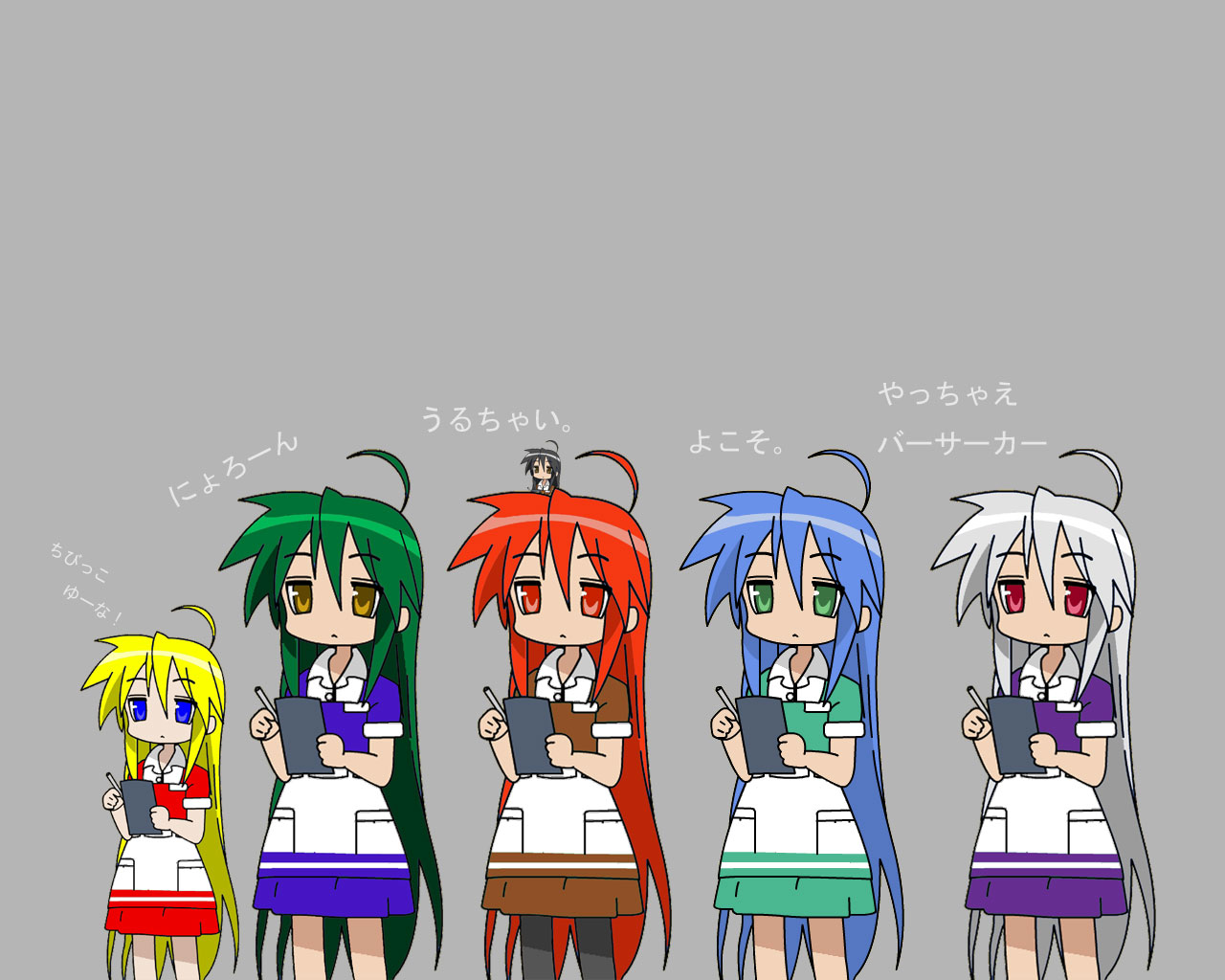 fate_(series), fate/stay_night, izumi_konata, lucky_star, pani_poni_dash, parody, shakugan_no_shana, shana_tan