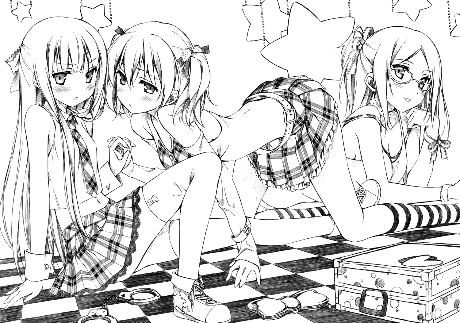 inu_x_boku_ss, kantoku, monochrome, roromiya_karuta, shirakiin_ririchiyo, sketch, yukinokouji_nobara