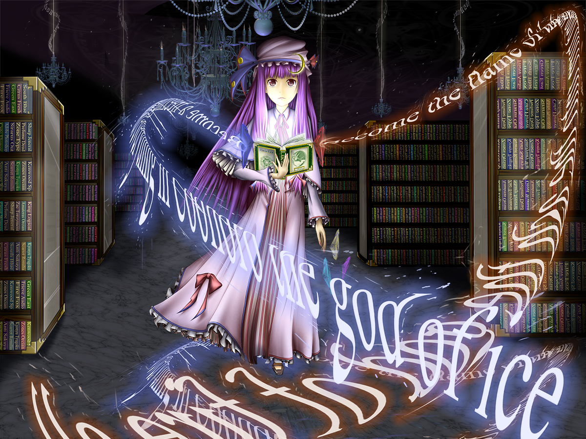 book, hat, long_hair, lucia_(artist), mage, magic, patchouli_knowledge, touhou