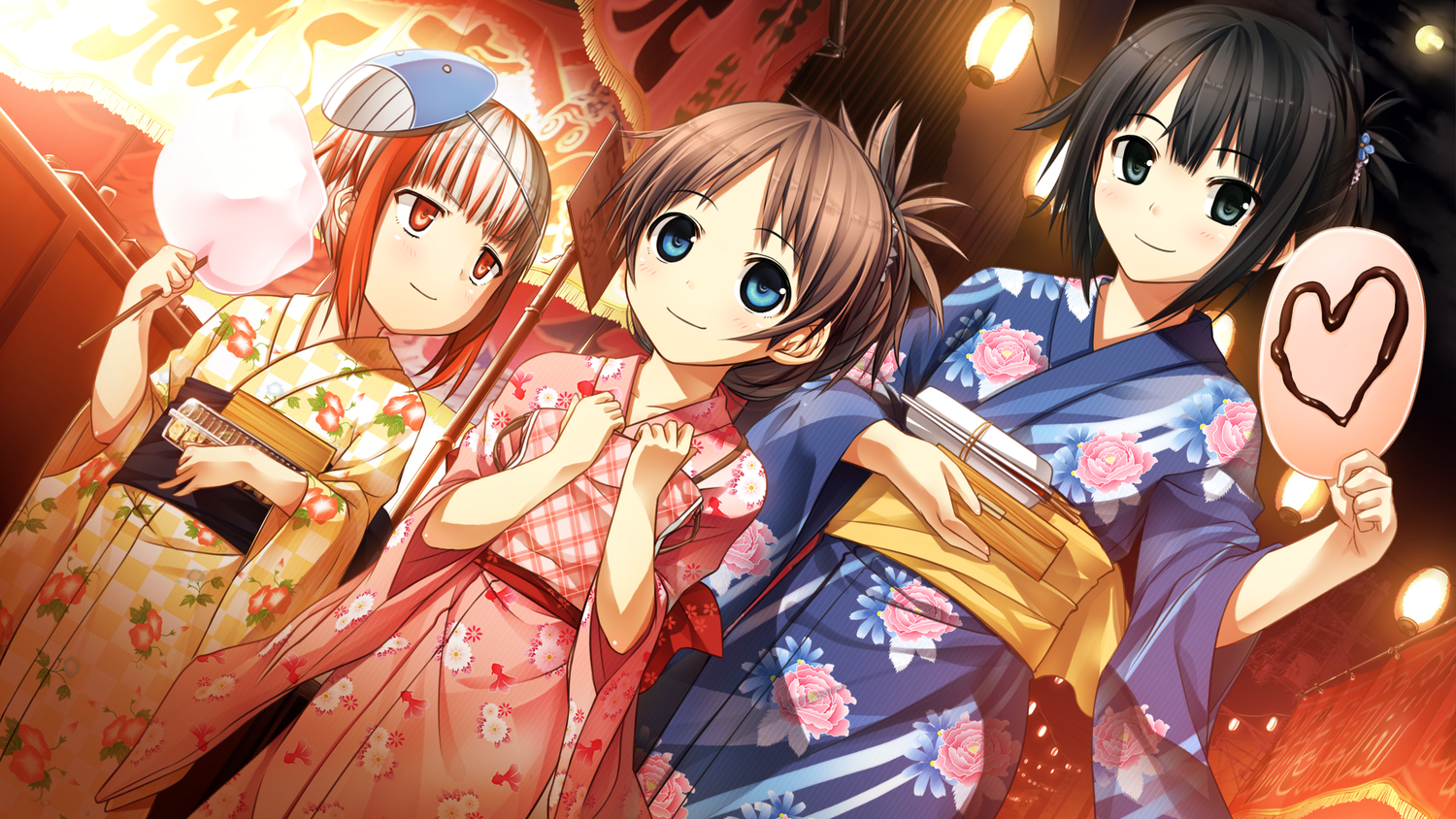 arishima_alice, black_hair, blue_eyes, blush, brown_hair, cura, flat_chest, food