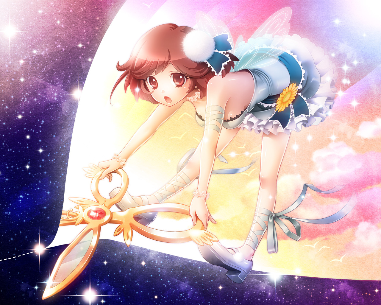 dress, fairy, hima_(ab_gata), meiko, ribbons, short_hair, stars, vocaloid