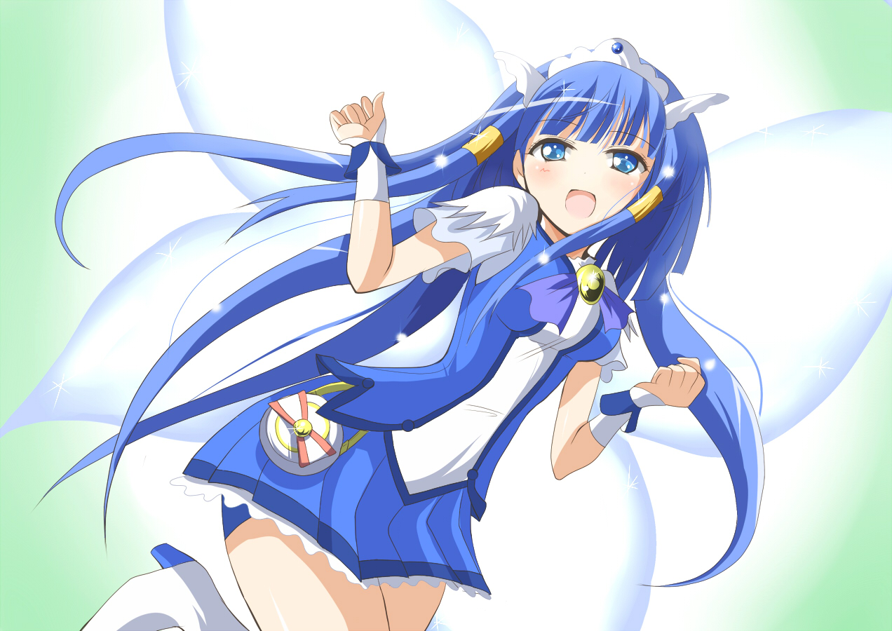aoki_reika, blue_eyes, blue_hair, deego_(omochi_bazooka), long_hair, precure, skirt, smile_precure!