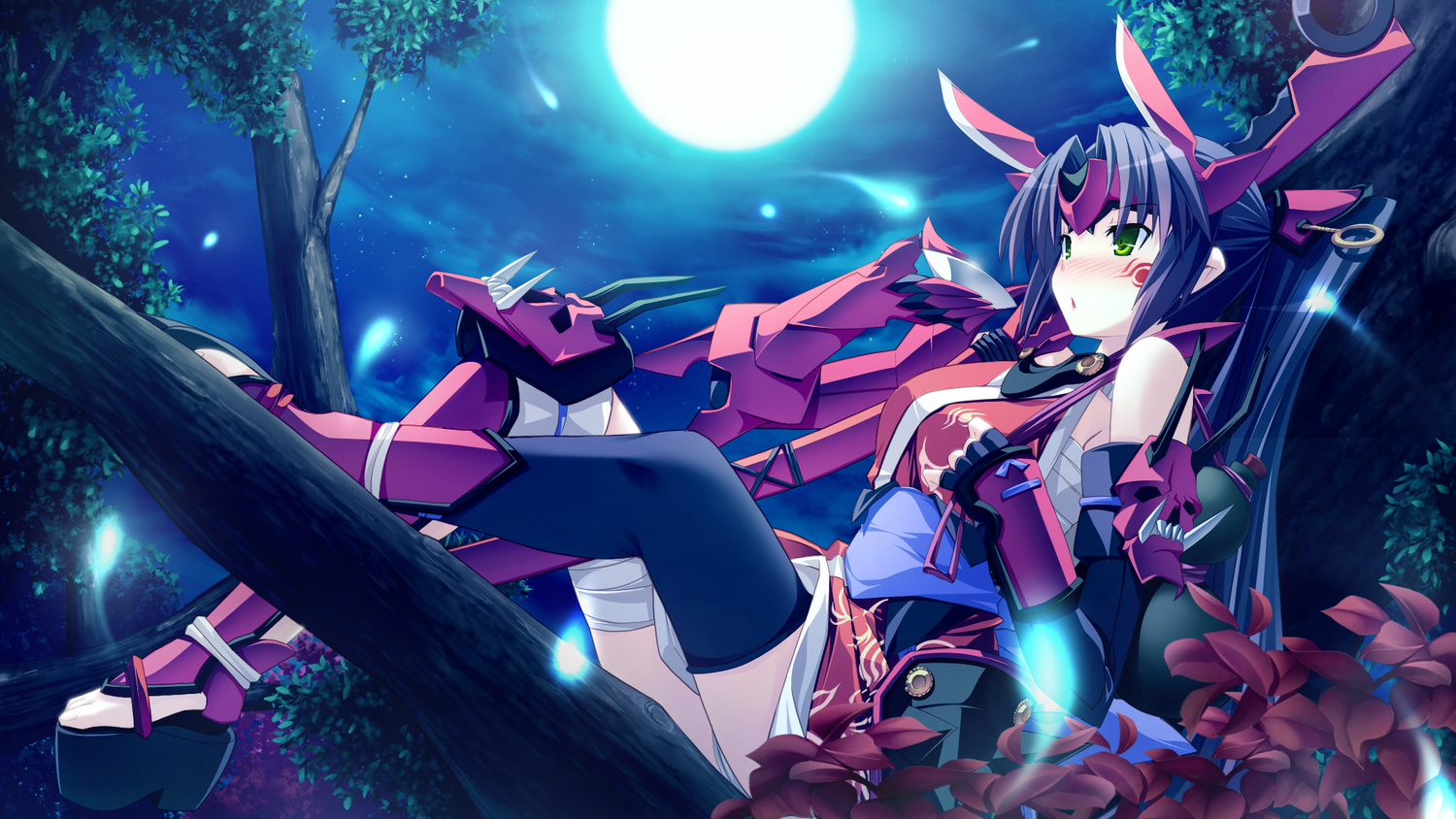game_cg, green_eyes, kouyoku_no_soleil_-vii’s_world-, moon, night, sky, skyfish, tamaru_makoto, yatohime