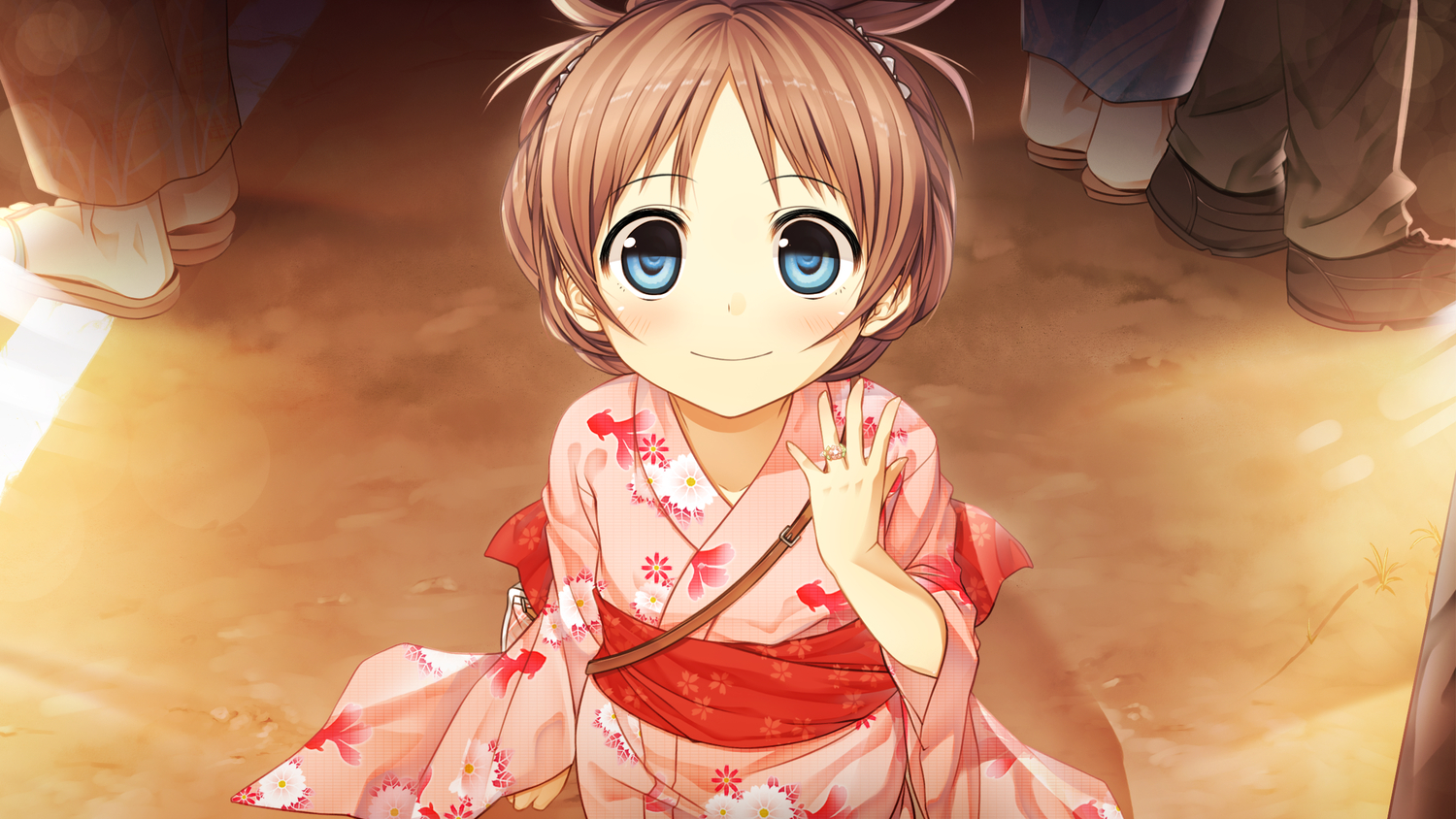 blue_eyes, blush, brown_hair, cura, flat_chest, game_cg, japanese_clothes, kimono