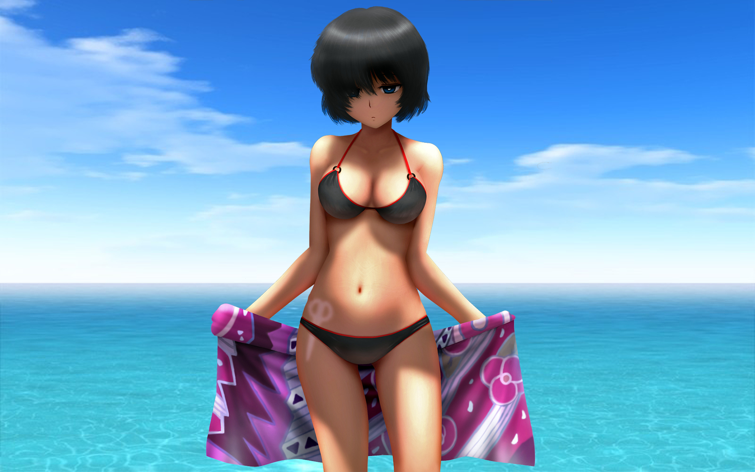 bikini, nazo_no_kanojo_x, siraha, swimsuit, tan_lines, third-party_edit, urabe_mikoto