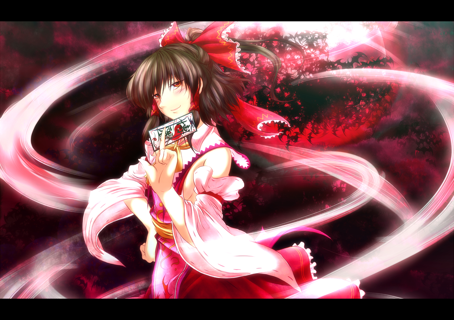 7f4df451, animal, bat, bow, brown_hair, hakurei_reimu, japanese_clothes, miko