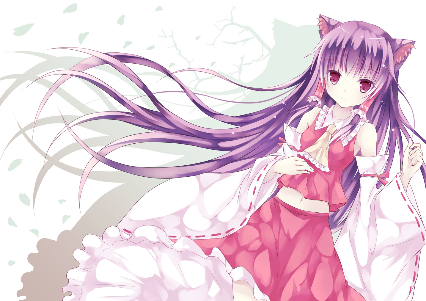 animal_ears, hakurei_reimu, japanese_clothes, long_hair, miko, mizumidori, touhou
