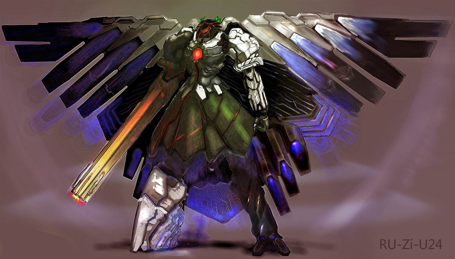 arugeri, mecha, reiuji_utsuho, touhou, weapon, wings