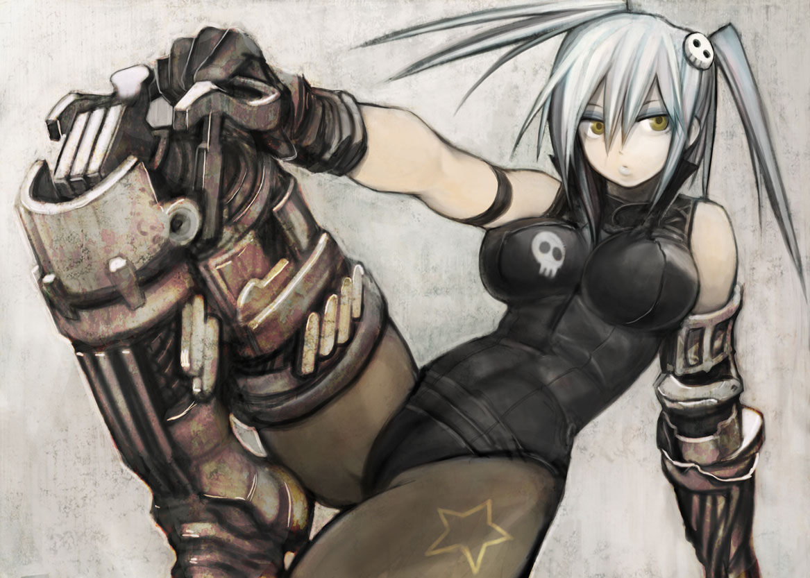 gloves, gray_hair, kodama_yuuki, mechagirl, original, twintails, yellow_eyes