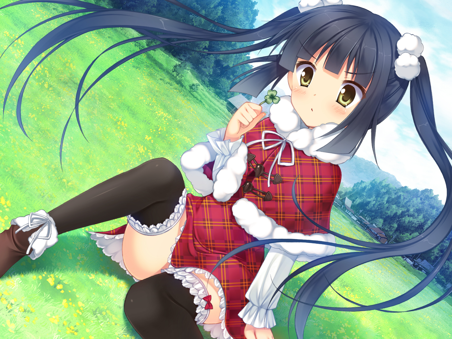 game_cg, grass, kazama_minto, sakura_no_reply