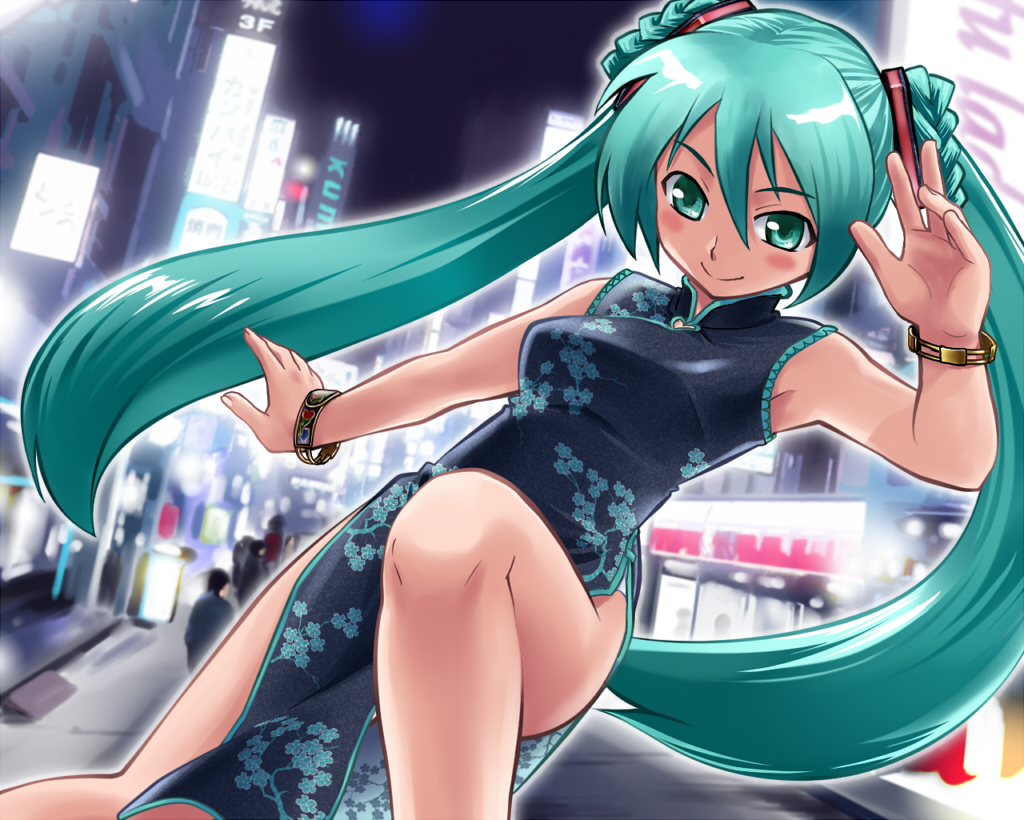 chinese_clothes, chinese_dress, dress, hatsune_miku, tsukinowa_kumatarou, vocaloid