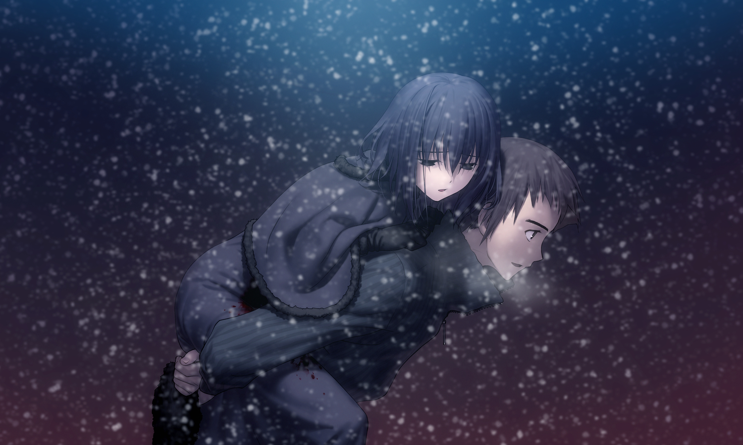 blood, game_cg, koyama_hirokazu, kuonji_alice, mahou_tsukai_no_yoru, shizuki_soujuurou, snow