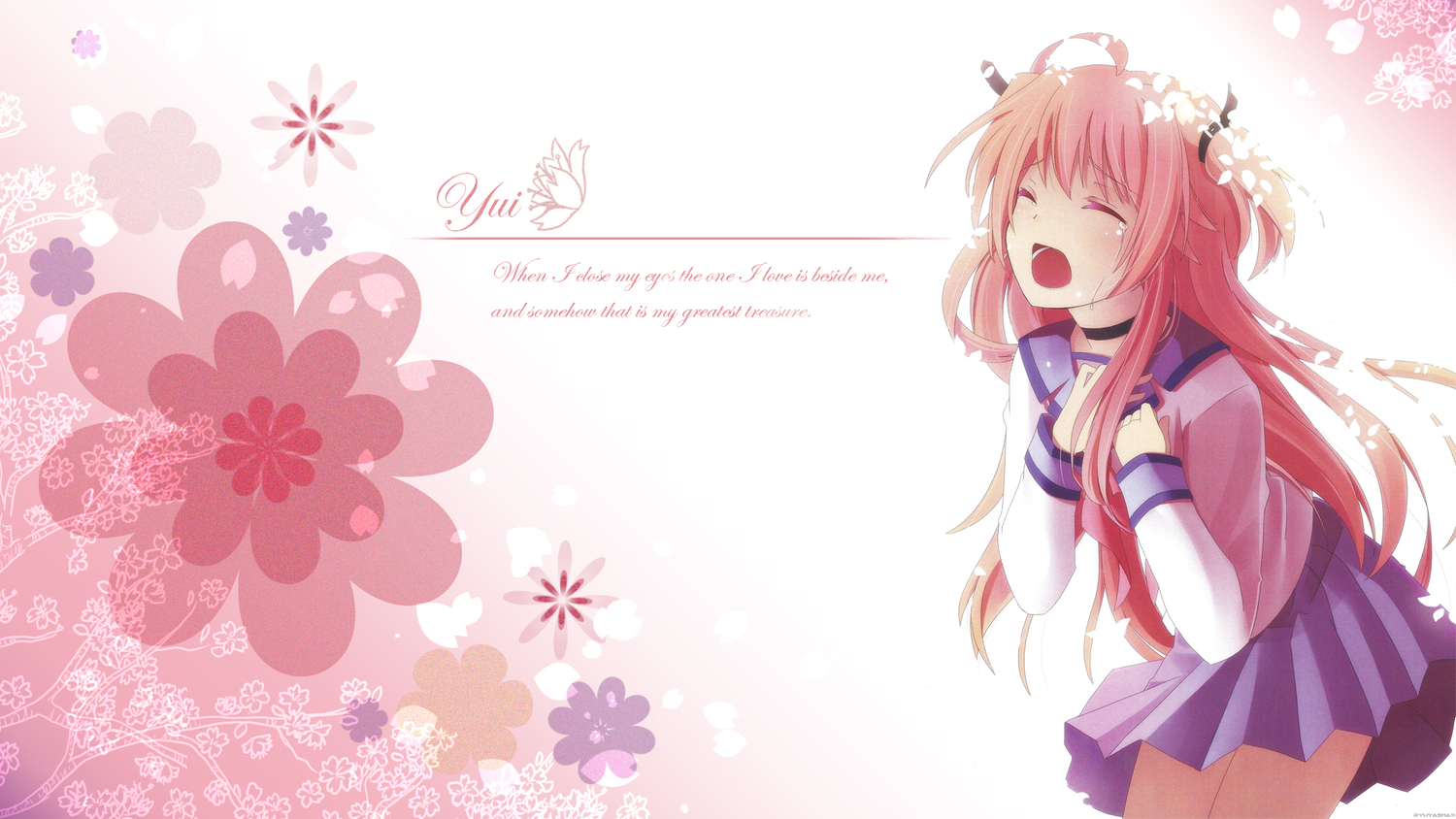 angel_beats!, crying, long_hair, na-ga, pink, pink_hair, school_uniform, tears