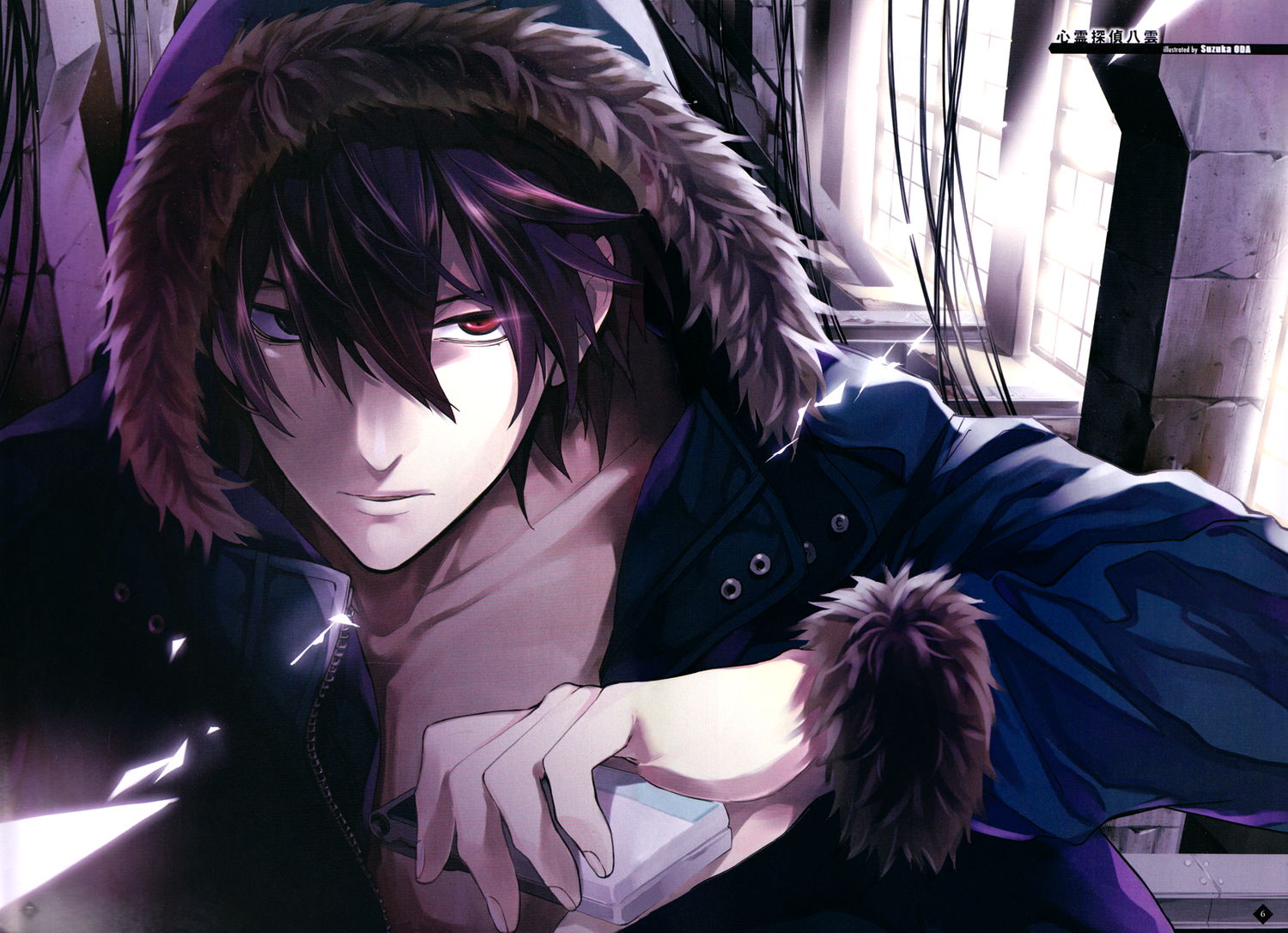 all_male, bicolored_eyes, brown_hair, male, oda_suzuka, saitou_yakumo, scan, shinrei_tantei_yakumo