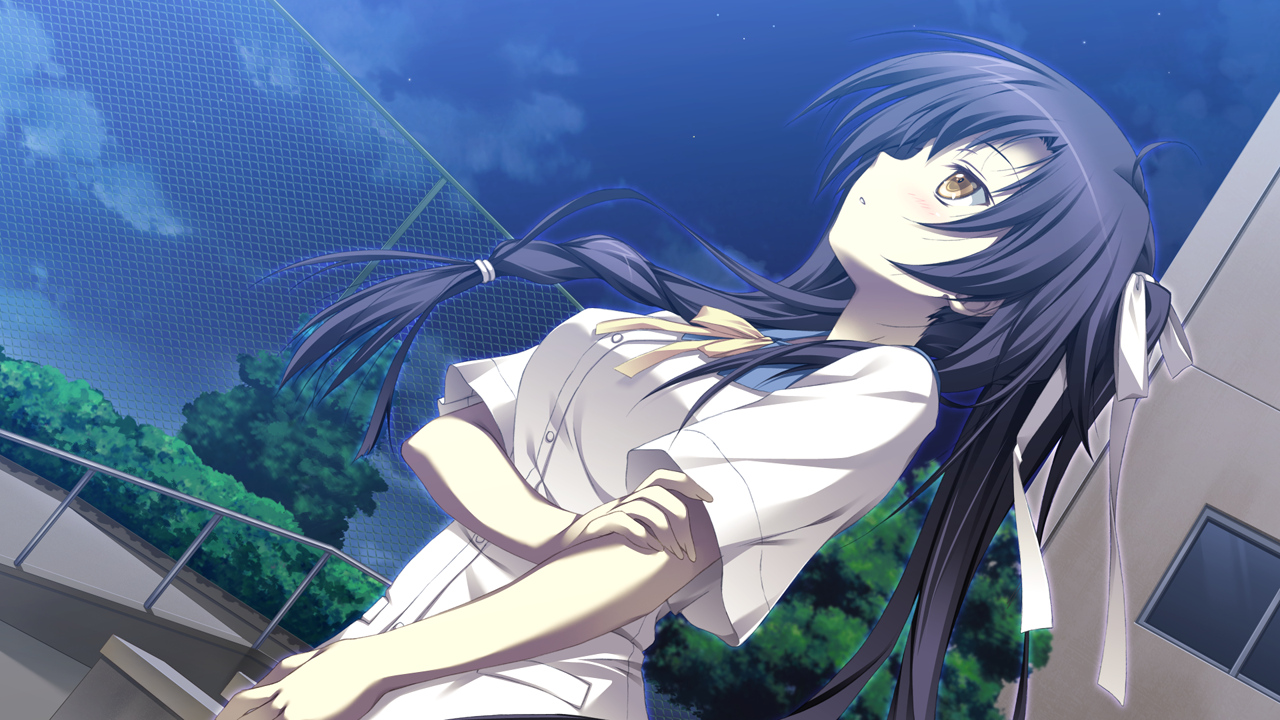 game_cg, mizuki_runa, night, purple_software, shiawase_kazokubu, sky, yuuki_makoto