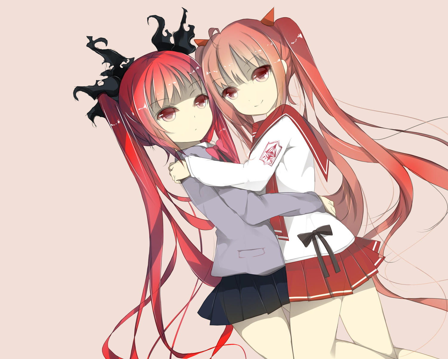2girls, crossover, haiyore!_nyaruko-san, hidan_no_aria, kanzaki_h_aria, kuuko, long_hair, red_hair