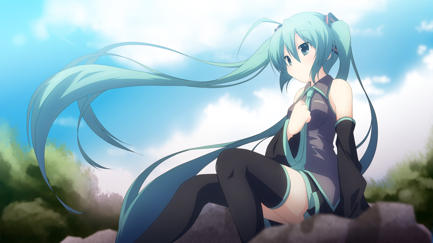 aqua_hair, hatsune_miku, long_hair, thighhighs, twintails, vocaloid, yuzuki_kei, zettai_ryouiki