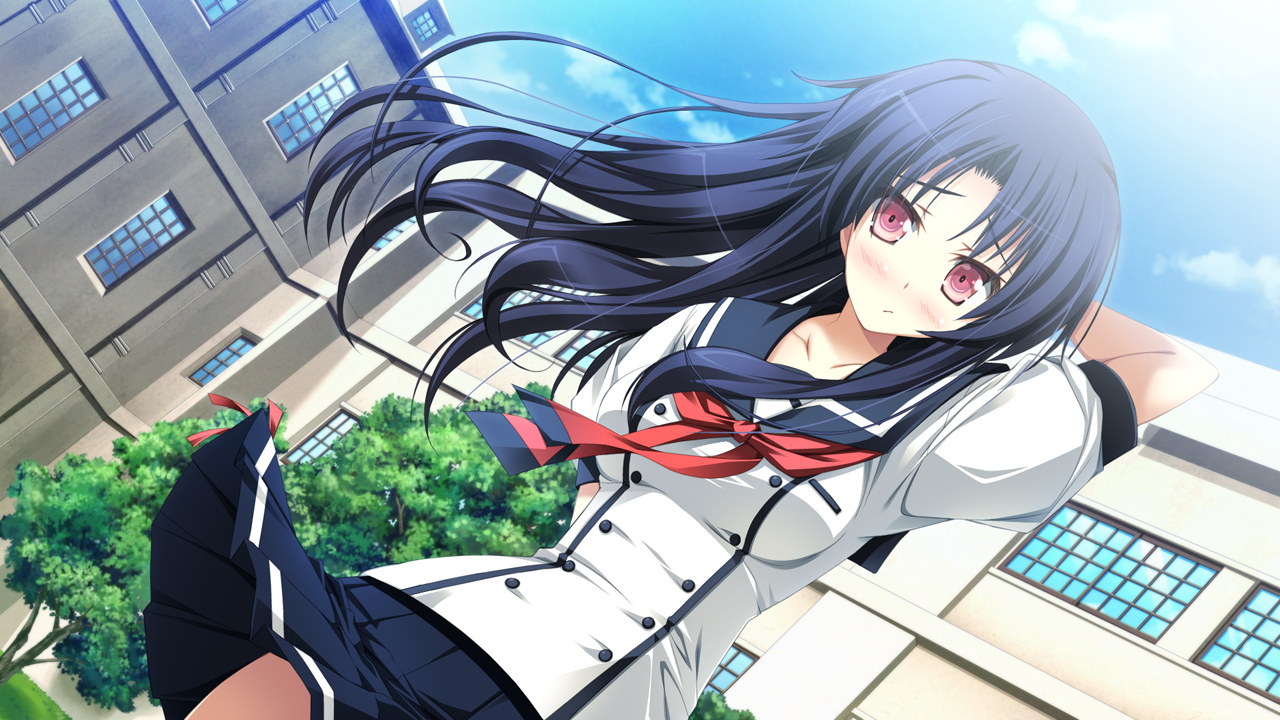 black_hair, game_cg, long_hair, makino_honoha, purple_software, school_uniform, shiawase_kazokubu, yuuki_makoto