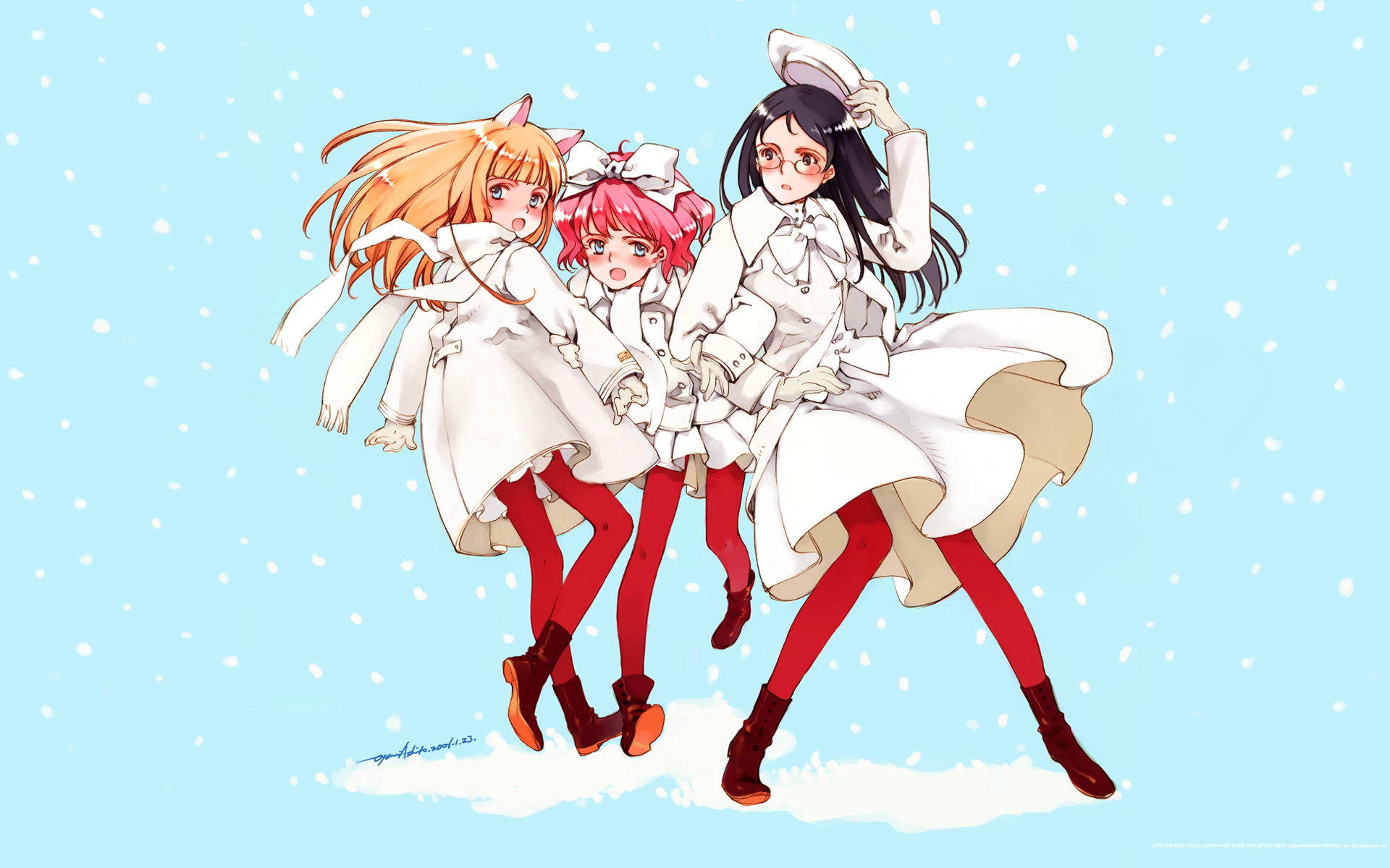 animal_ears, aria_vancleef, black_eyes, black_hair, blonde_hair, blue_eyes, catgirl, crossover