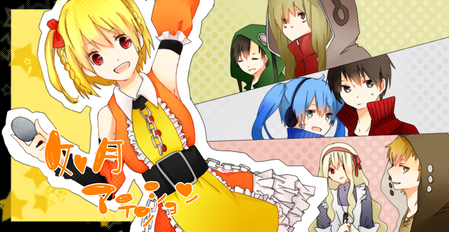 black_eyes, black_hair, blonde_hair, blue_eyes, blue_hair, braids, brown_hair, chain
