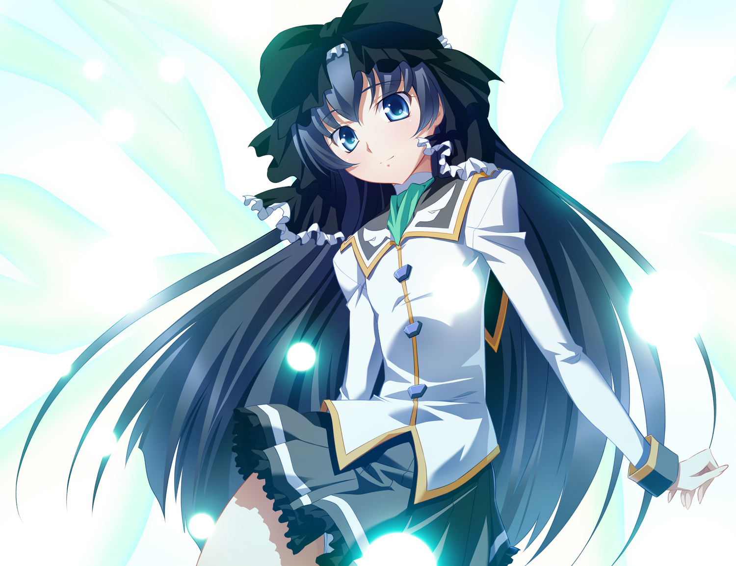 black_hair, blue_eyes, game_cg, izumi_mahiru, long_hair, patelliere_kaguya, school_uniform, soranica_ele