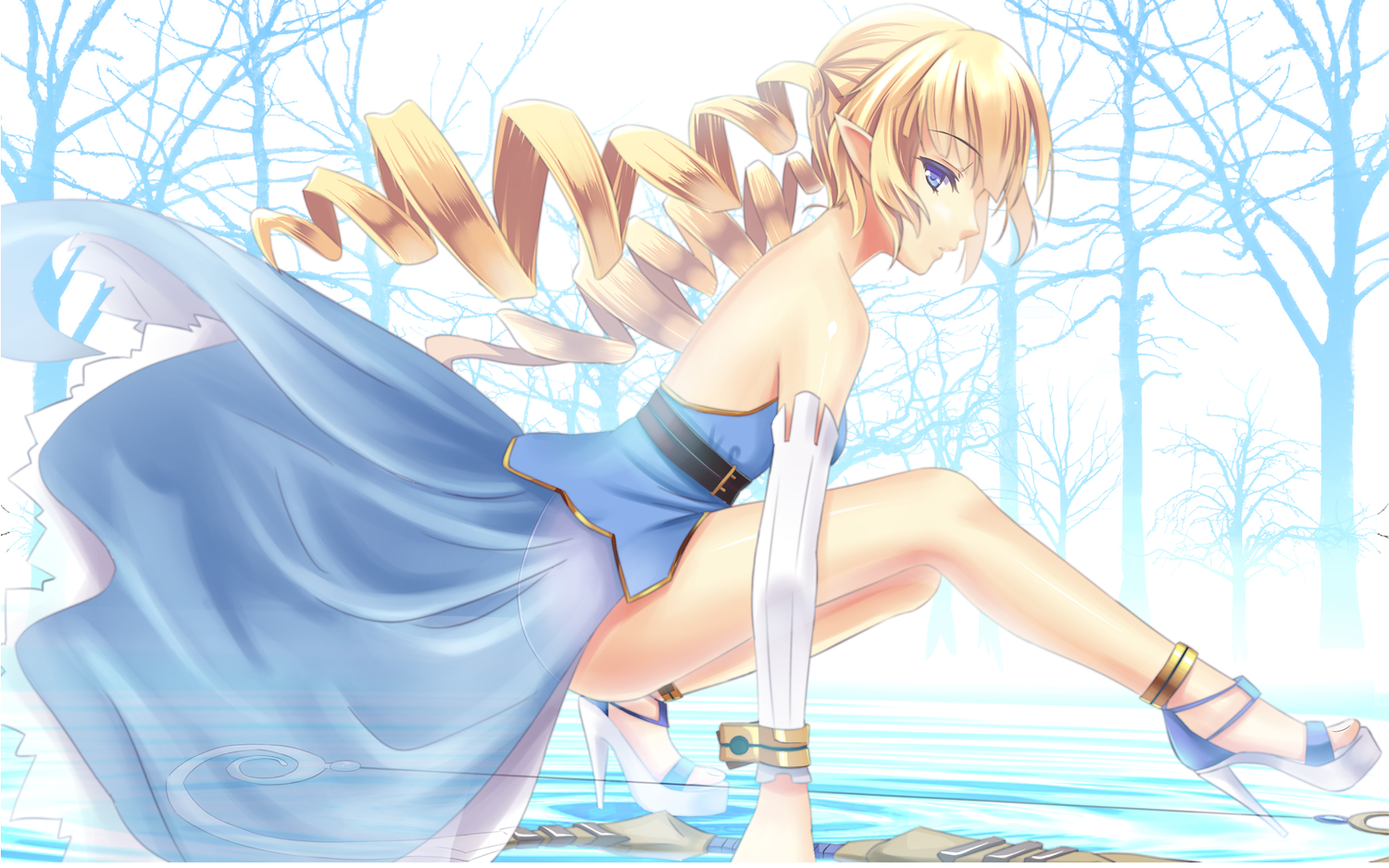 archer_(disgaea), blonde_hair, blue_eyes, disgaea, murasaki_shitsu, pointed_ears
