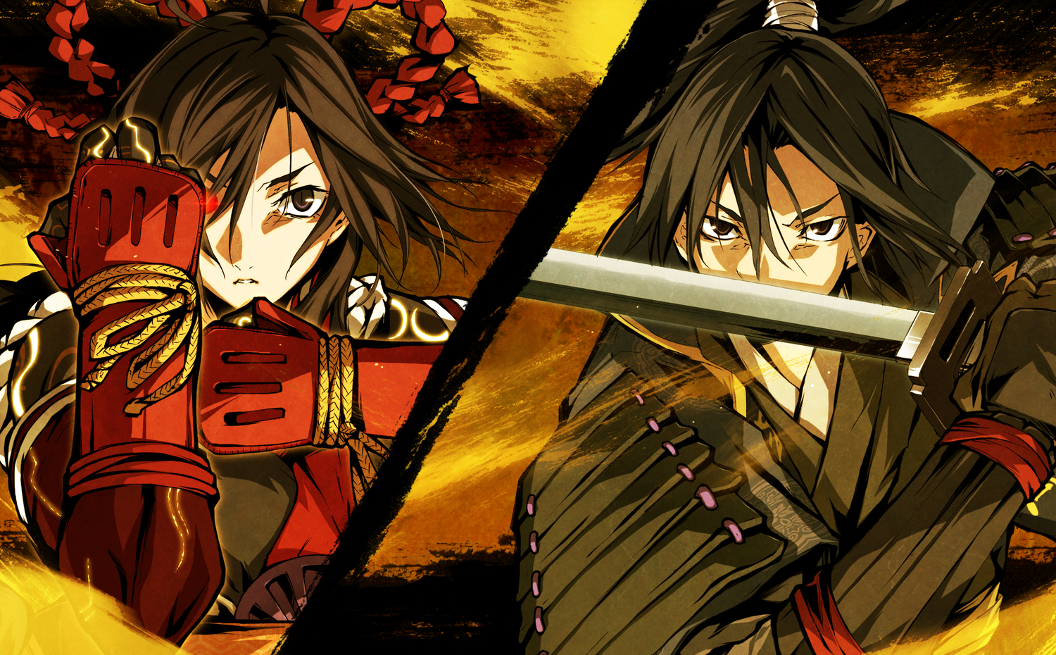 g_yuusuke, game_cg, kajiri_kamui_kagura, kujou_shiori, mibu_soujirou, sword, weapon
