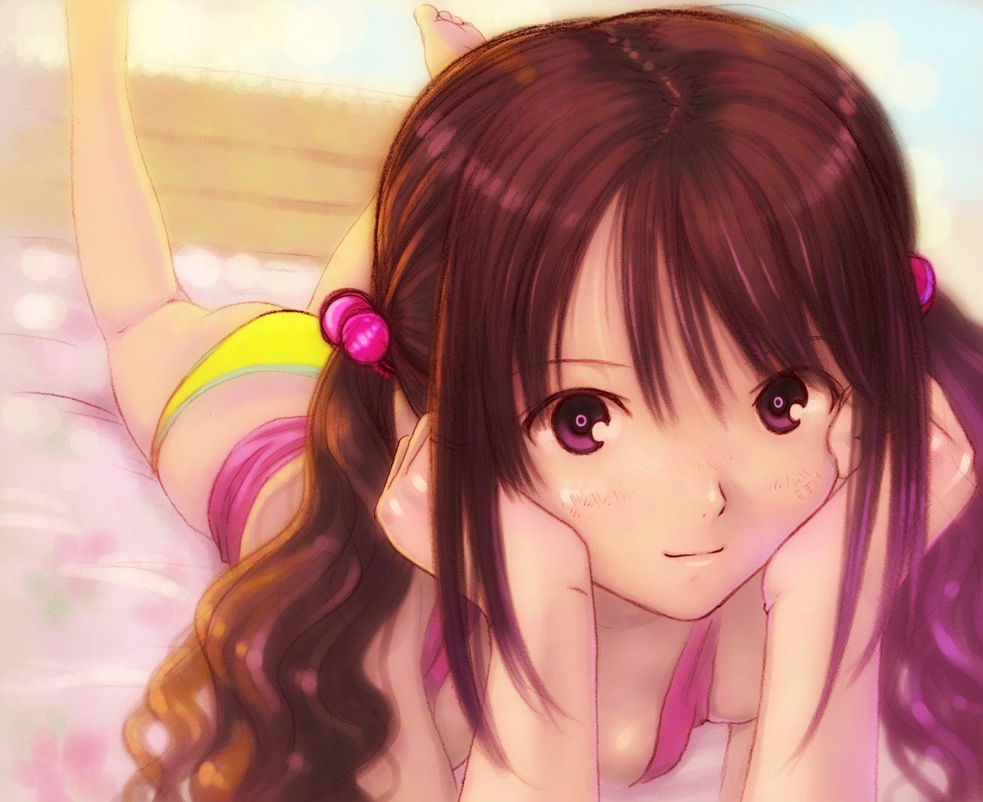 bed, brown_hair, kobayashi_yuji, original, twintails