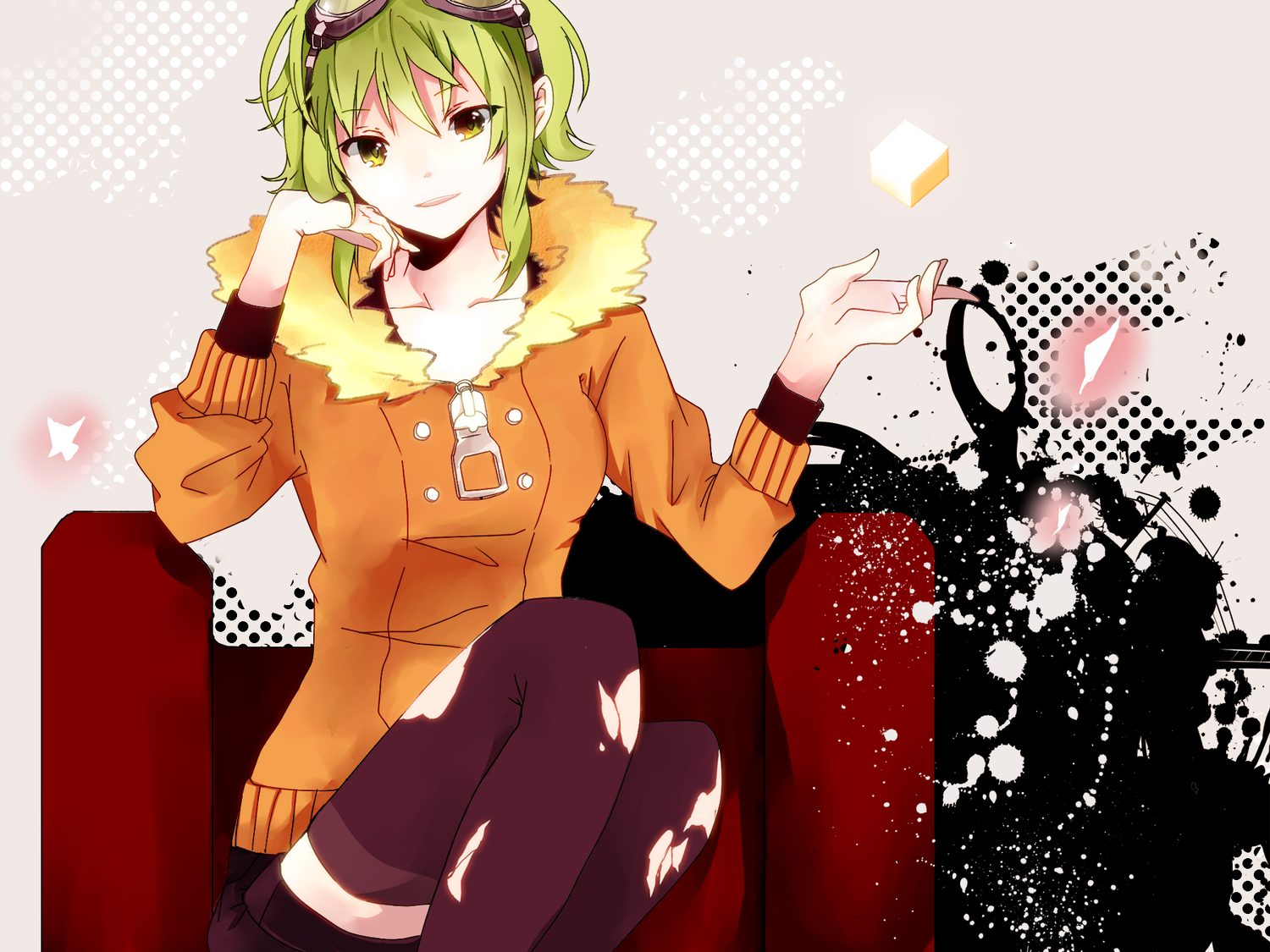 goggles, gumi, hachimitsu_honey, thighhighs, vocaloid