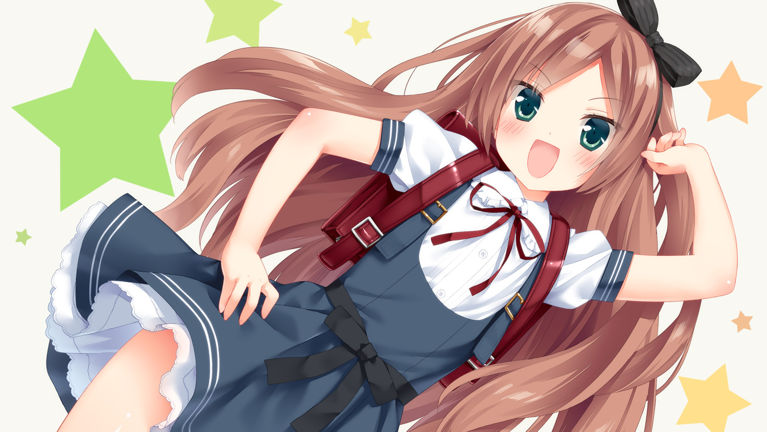brown_hair, kani_biimu, long_hair, minazuki_sarami, original, school_uniform