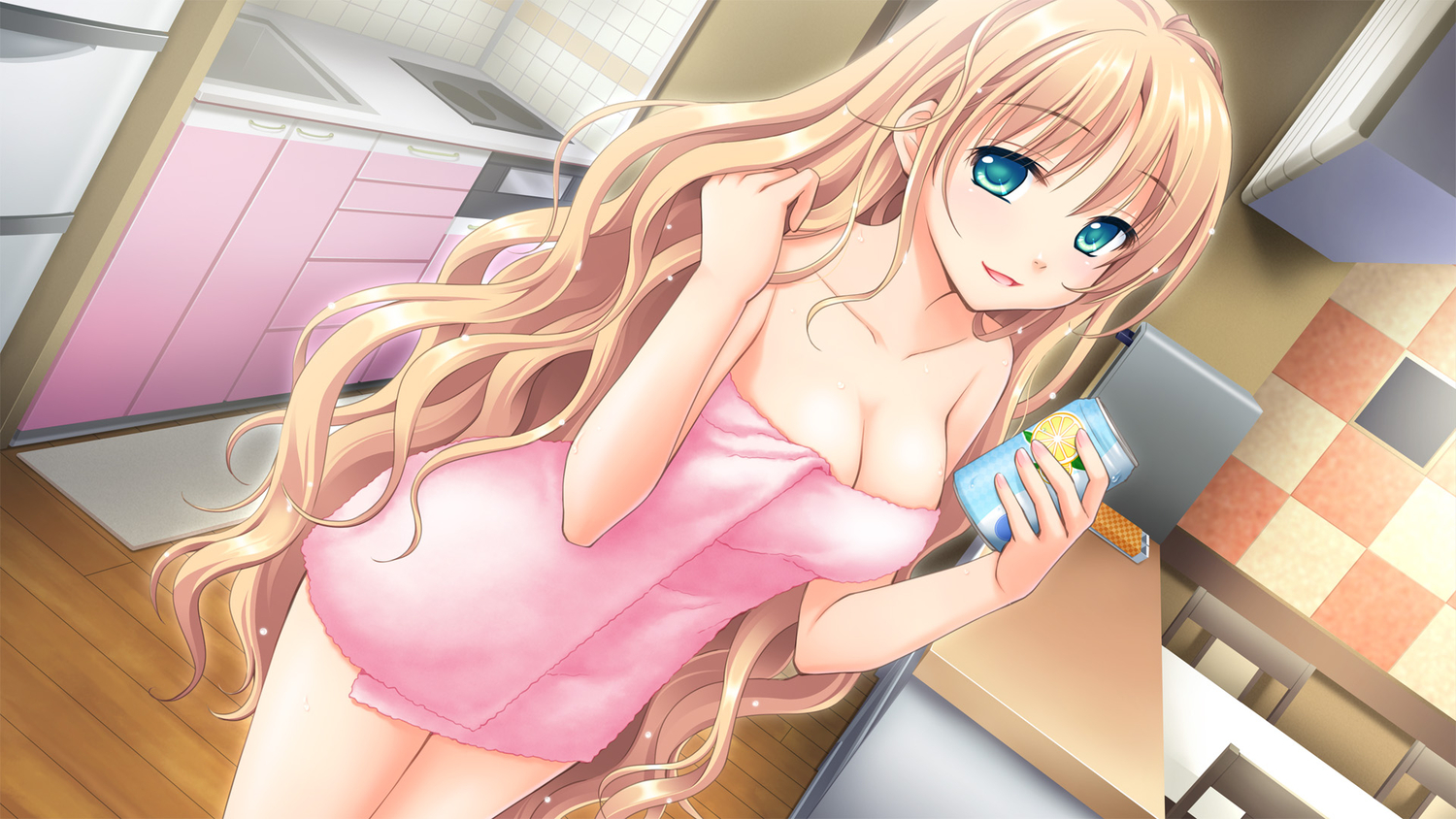 astraythem, drink, game_cg, ginta, sakurazuka_natsuki, towel