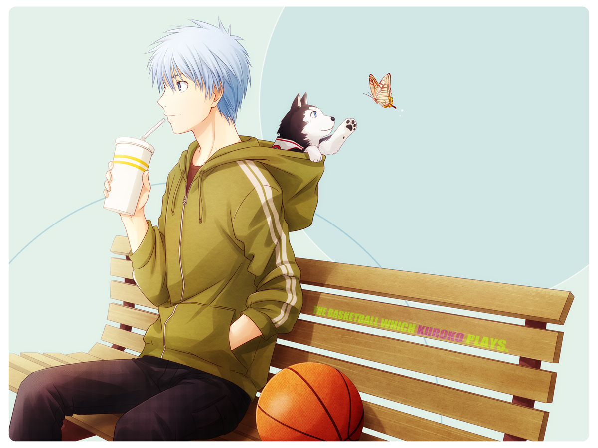 all_male, animal, arya_(artist), ball, basketball, blue_eyes, blue_hair, butterfly