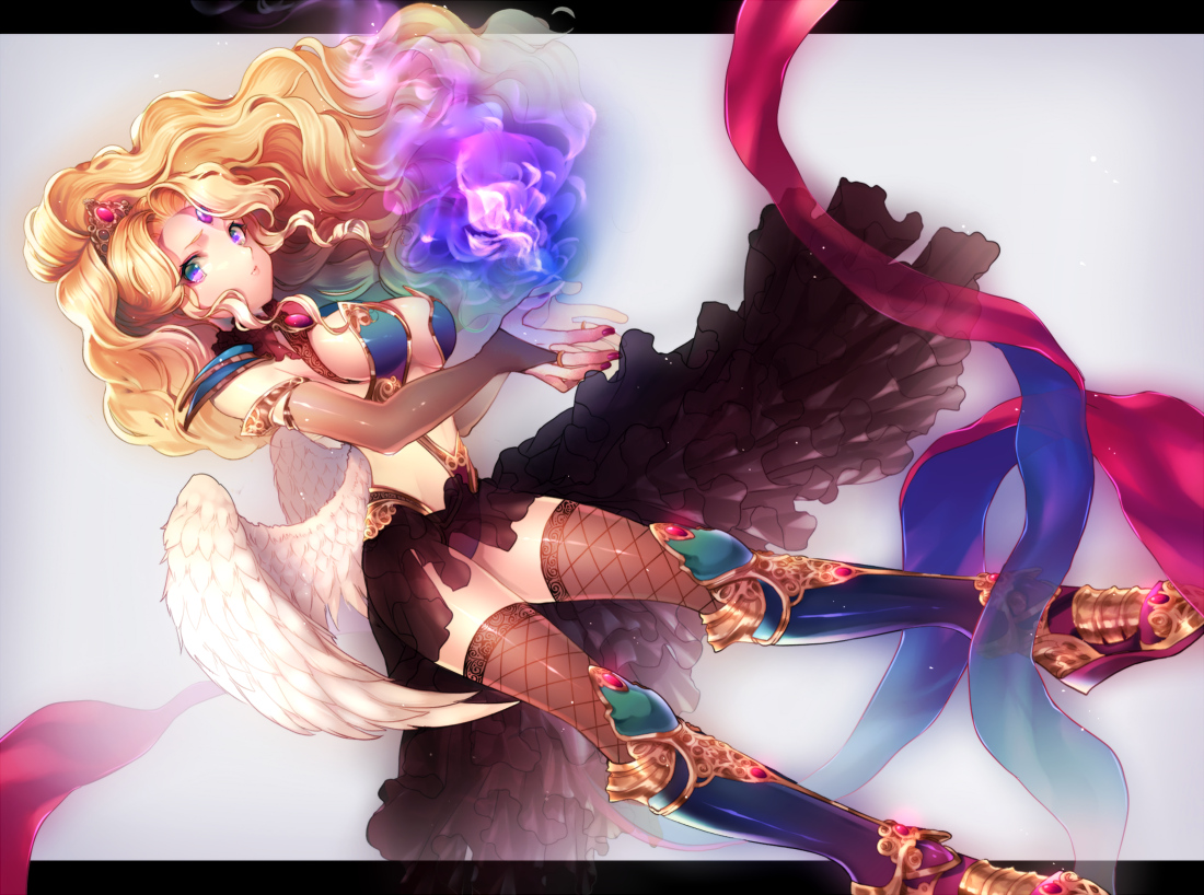 blonde_hair, boots, breasts, cleavage, momoshiki_tsubaki, original, purple_eyes, tagme
