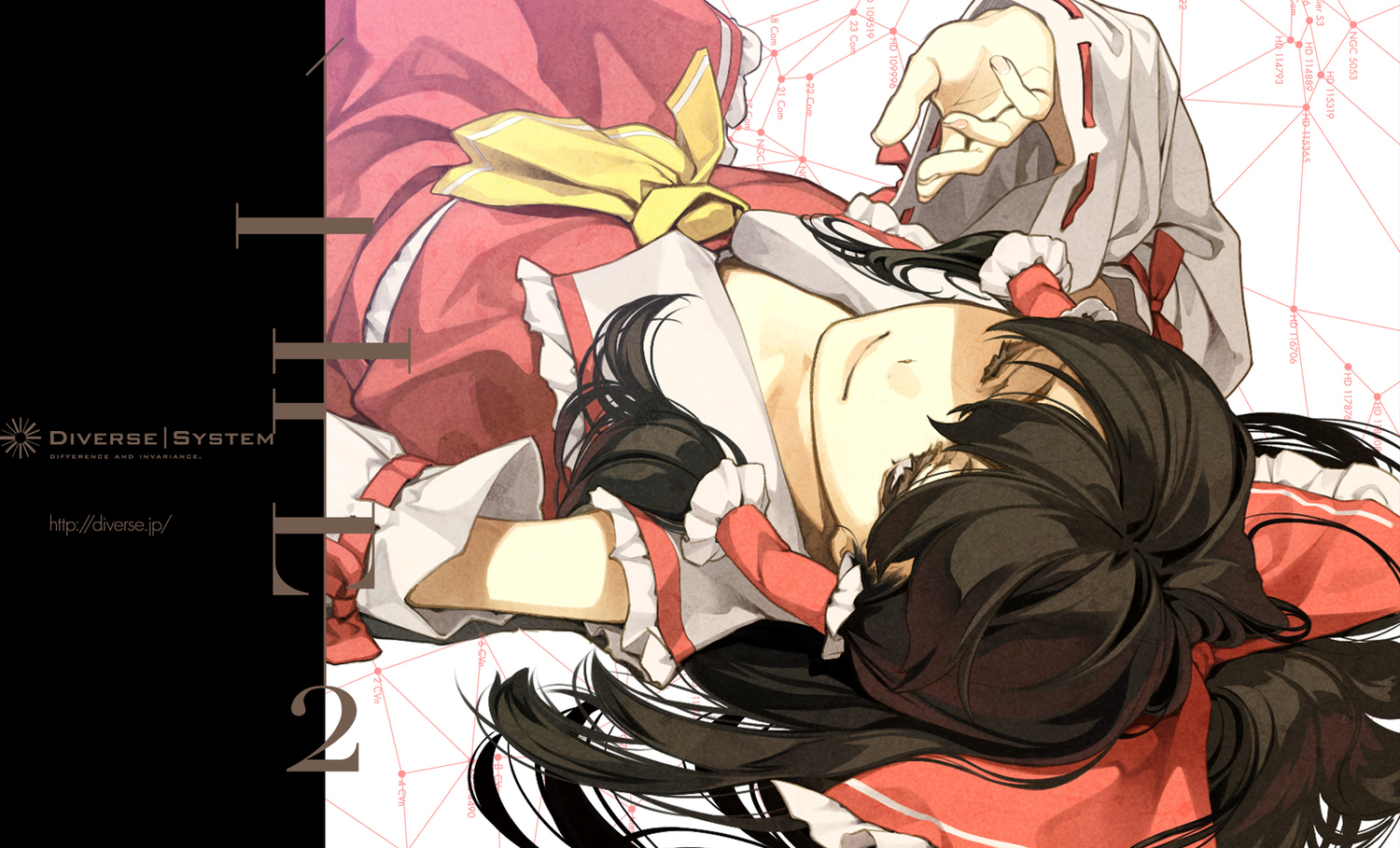 black_hair, bow, diverse_system, dress, hakurei_reimu, japanese_clothes, miko, touhou