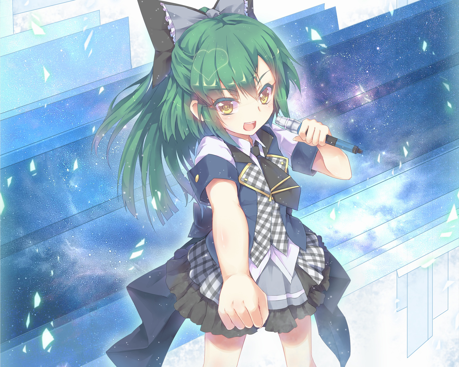 akb0048, green_hair, microphone, north_abyssor, takahashi_minami