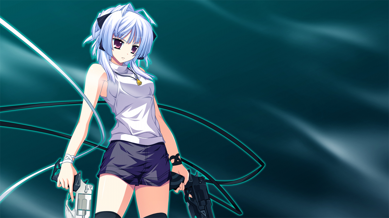 fortissimo//akkord:bsusvier, game_cg, gun, kurobane_sayuki, necklace, ooba_kagerou, weapon