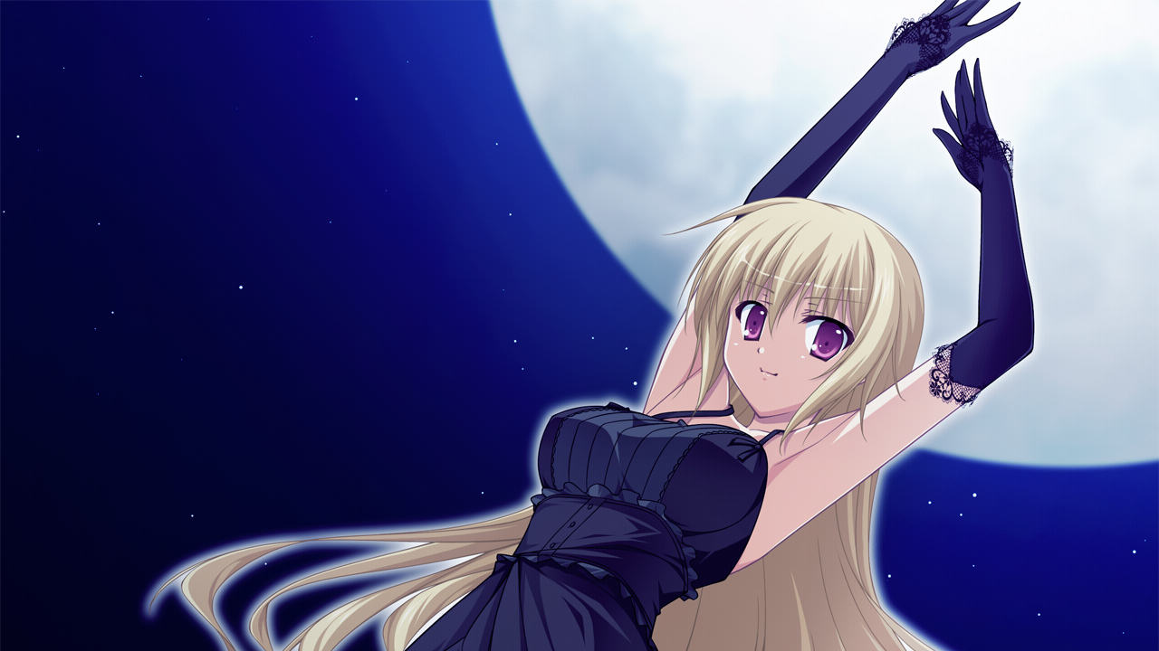 elbow_gloves, fortissimo//akkord:bsusvier, game_cg, gloves, long_hair, moon, night, ooba_kagerou, tagme_(character)