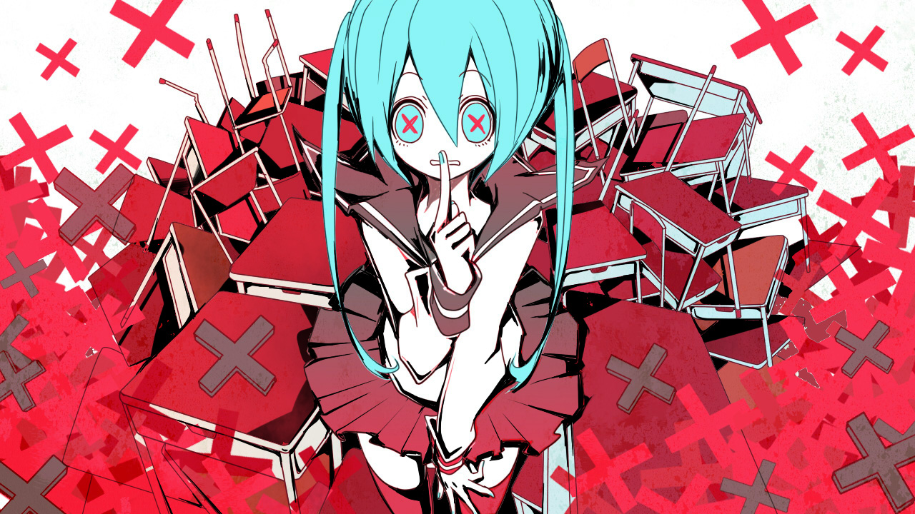 hatsune_miku, manbou_no_ane, school_uniform, thighhighs, vocaloid