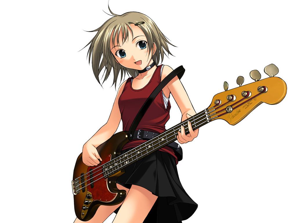 blue_eyes, guitar, honda_naoki, instrument, short_hair, skirt, white