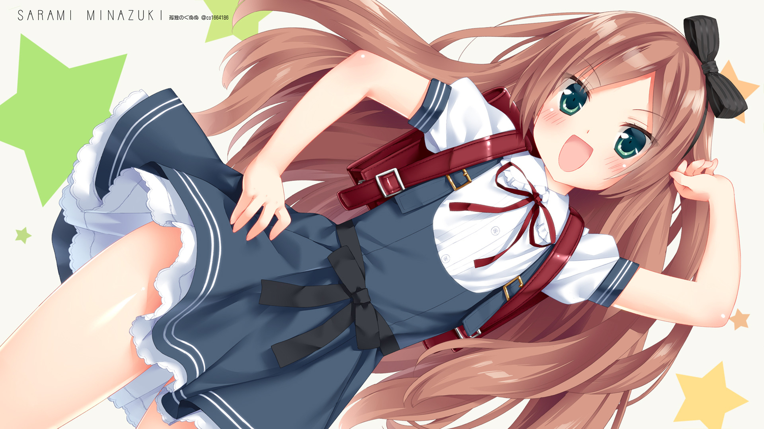brown_hair, kani_biimu, long_hair, minazuki_sarami, original, school_uniform