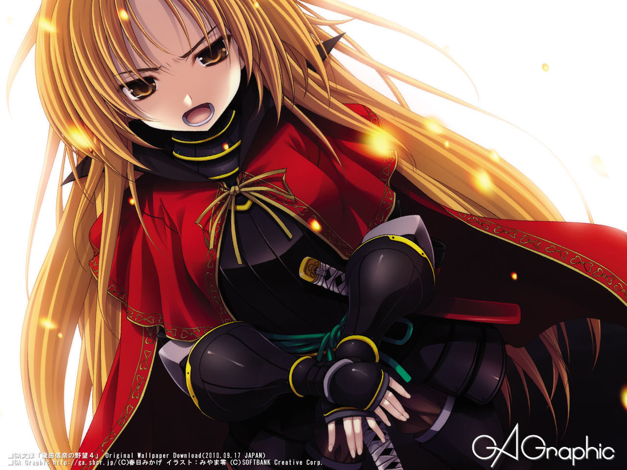 armor, blonde_hair, long_hair, miyama-zero, oda_nobuna, oda_nobuna_no_yabou, yellow_eyes