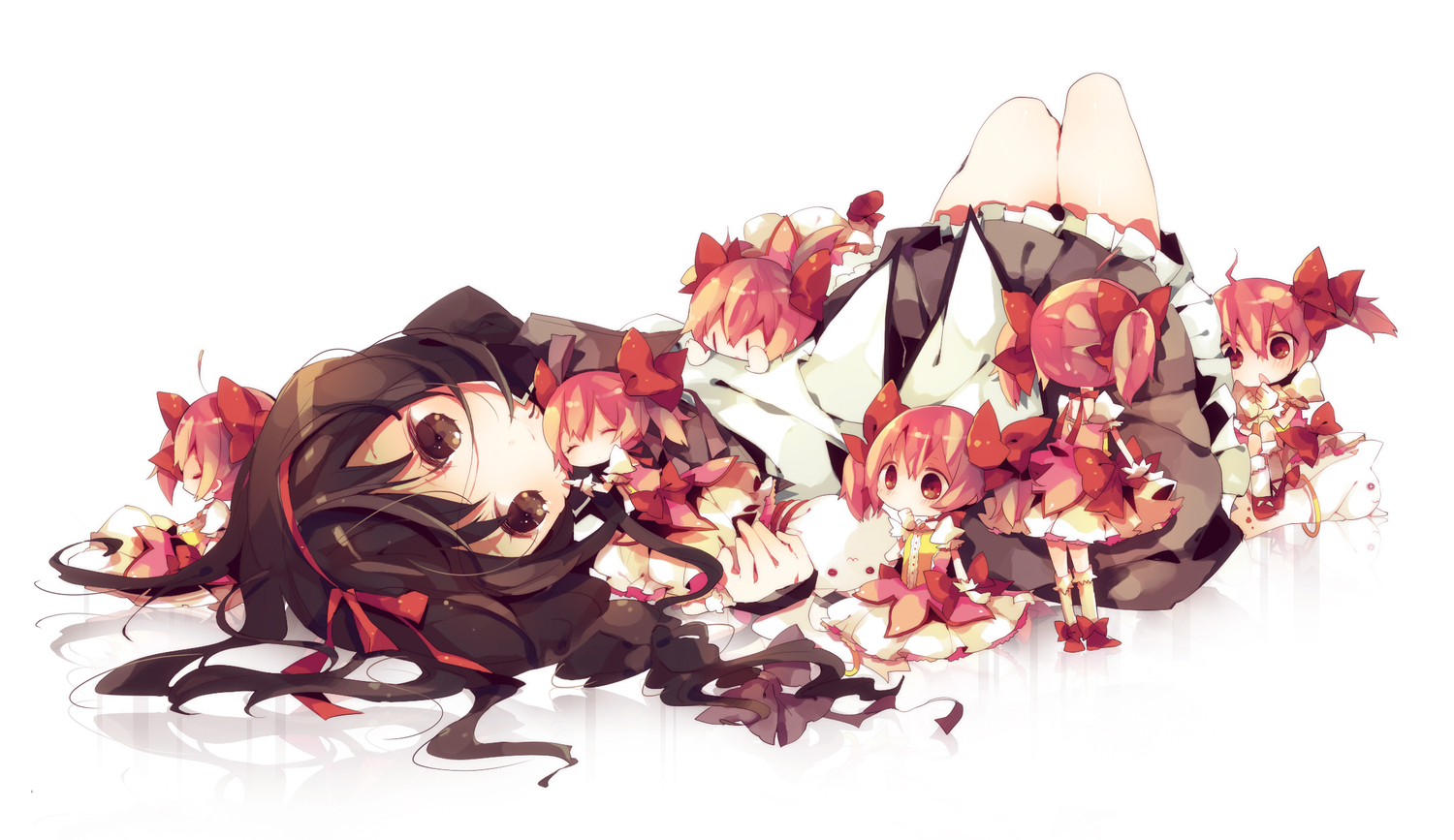 akemi_homura, ana_(rznuscrf), chibi, kaname_madoka, mahou_shoujo_madoka_magica, school_uniform