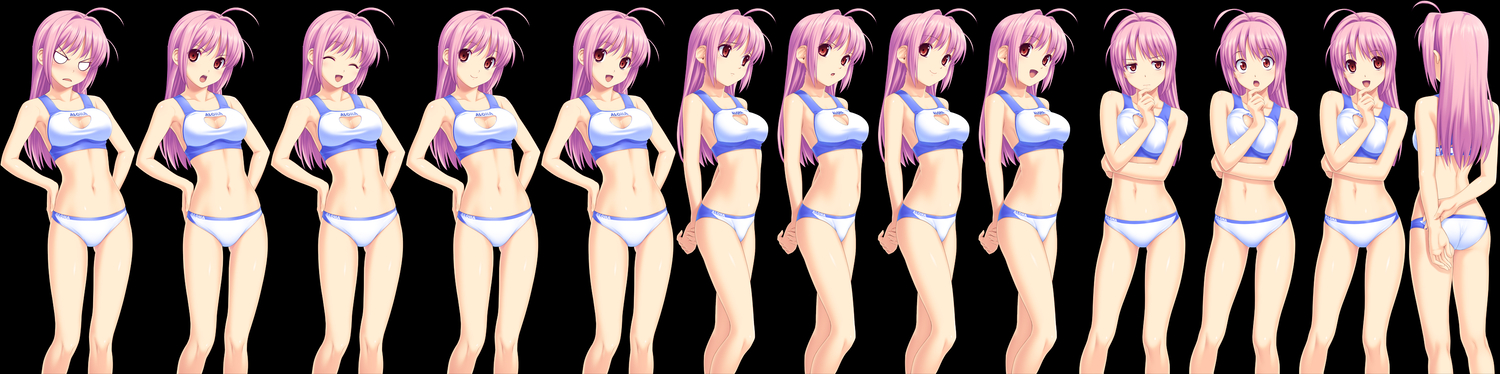 ass, bikini, breasts, cleavage, hinata_hanabi, koutaro, long_hair, pink_hair