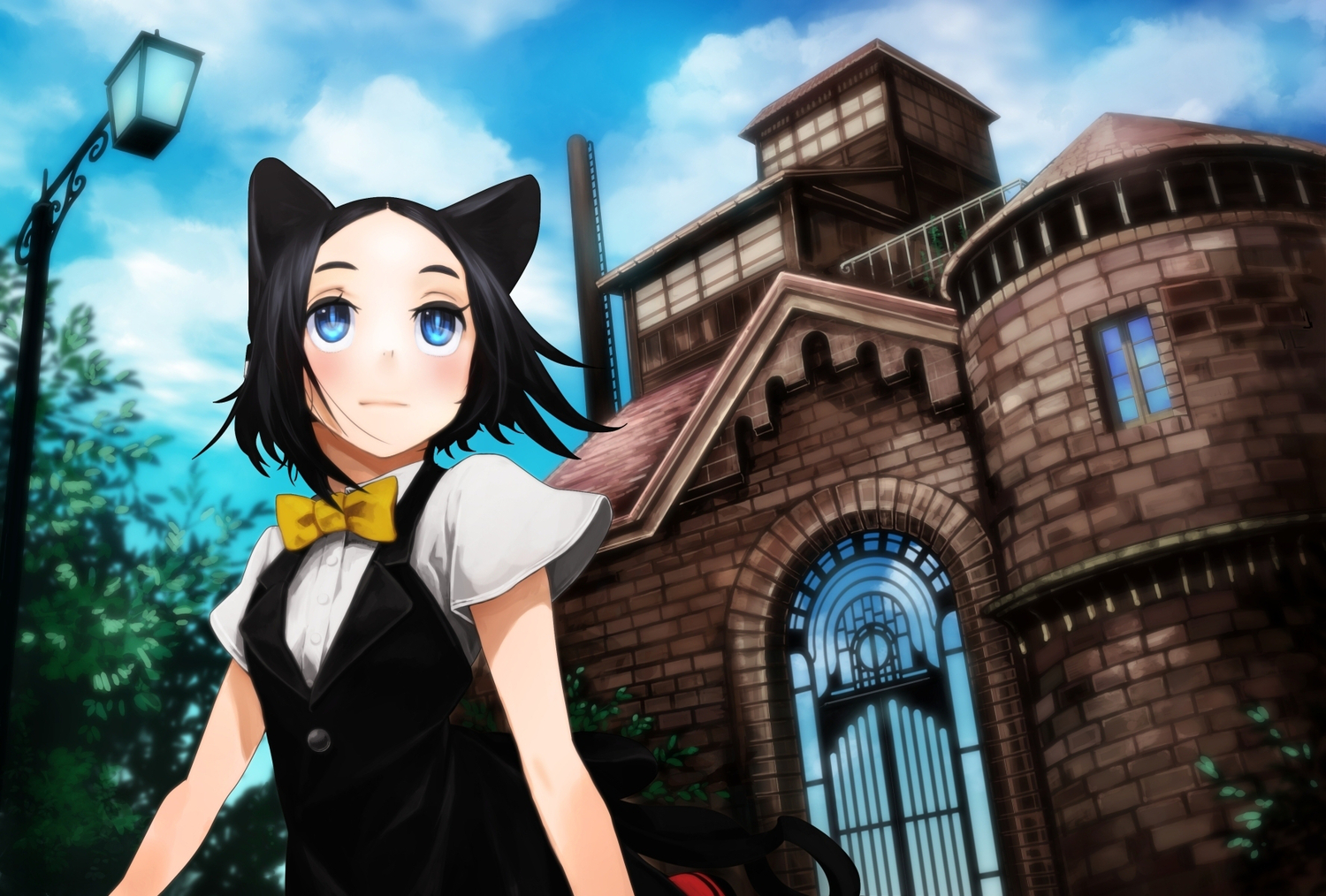 animal_ears, blue_eyes, original, tail, yunar